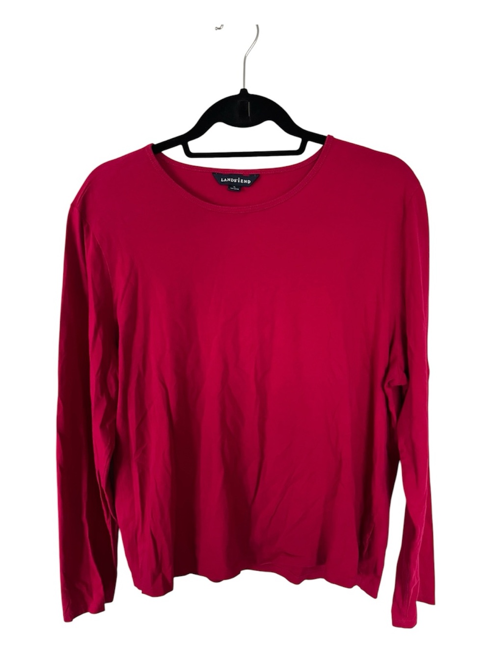 XL Lands' End Long Sleeve Crewneck Top - Raspberry
